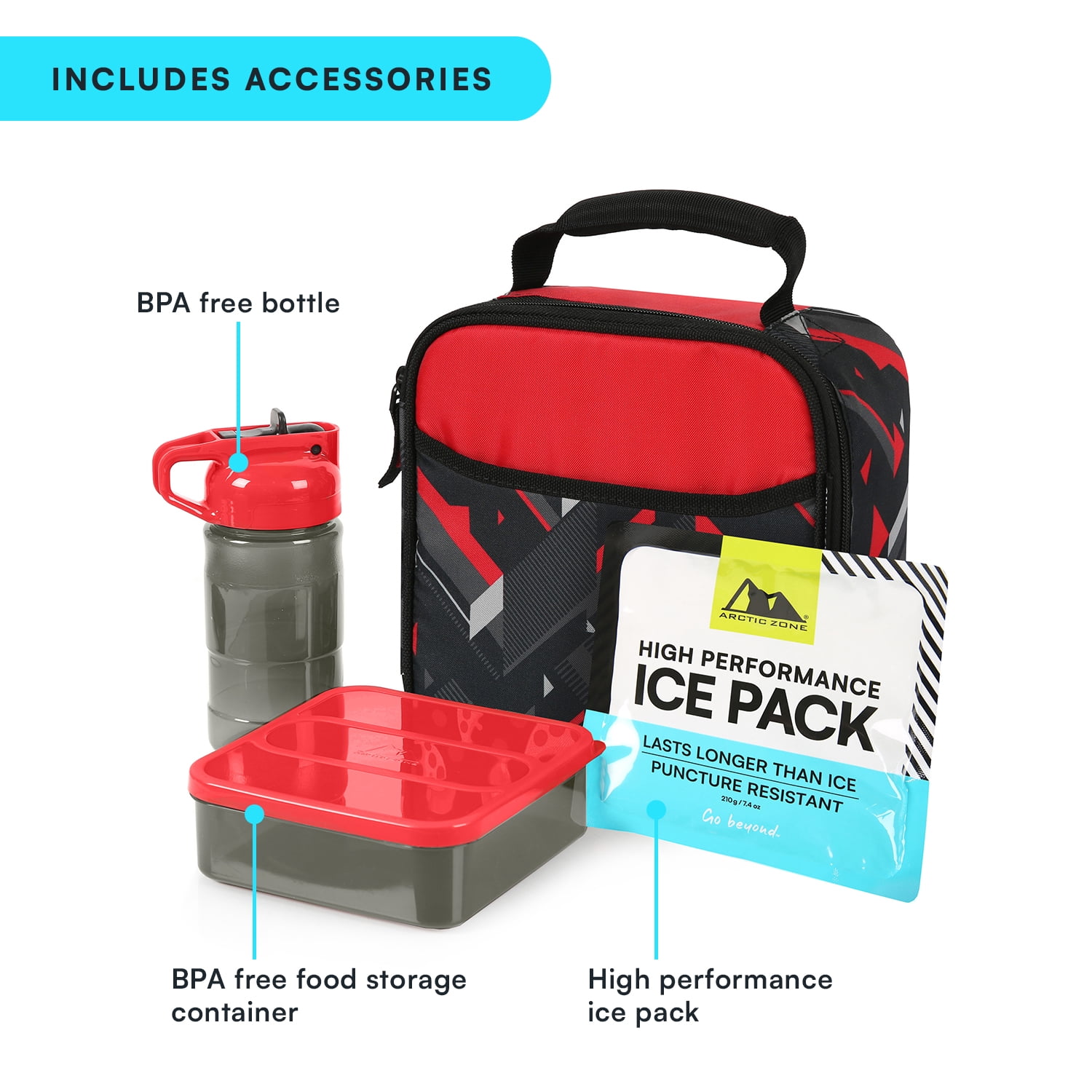 Arctic Zone Lunch Box Combo, Tesseract Red and Black - Walmart.com