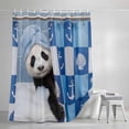 thumbnail image 4 of Funny Panda Standard Shower Curtain Set, Waterproof Shower Curtains for Bathroom, Cute Art Modern Lovely Animals on Showering Blue Washable Fabric Bath Curtain for Bathtub with Hooks 72x72 Inches, 4 of 9