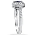 thumbnail image 2 of Pompeii 1ct Halo Genuine Blue Sapphire Diamond Engagement Ring 14K White Gold (G/H,I1), 2 of 4