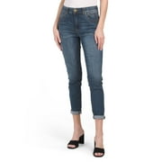 Democracy Women's Ab Solution Straight Leg Jean, Blue Rolled Cuff, 12