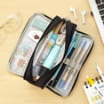 thumbnail image 6 of Canvas Pencil Case Large Capacity 4 Compartments Double Sided Hanging Loop Assorted Colors for Students Teens Adults, 6 of 7