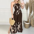 thumbnail image 2 of Ernkv Women's Jumpsuit Fashion Full Length Trousers Jumpsuit For Lady Wife Daughter Girlfriend Flower Print Comfy Lounge Casual Sleeveless Suspender Jumpsuit Coffee M, 2 of 8