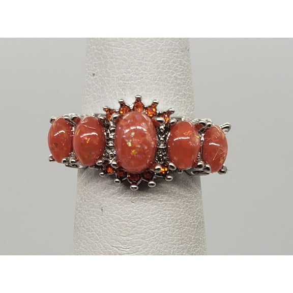 Size 5, Orange Fire Opal Topaz Ring
