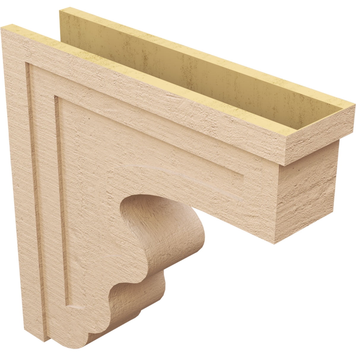 9"W x 36"D x 36"H Thin Highland Rough Cedar Woodgrain TimberThane Corbel, Primed Tan