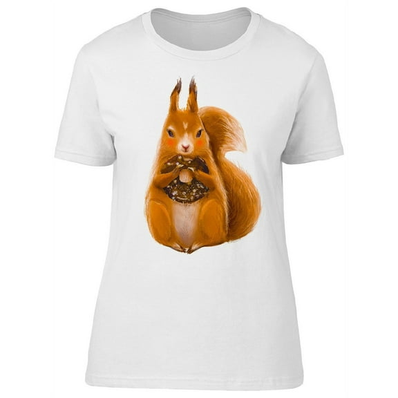 Cute Squirrel & Chocolate Donut T-Shirt Women -Image by Shutterstock, Female Medium