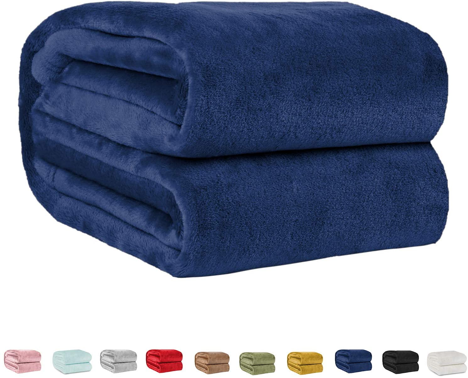 Navy Big Blanket Fleece Queen Size 90" x 90" Lightweight Blanket for