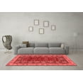 thumbnail image 3 of Ahgly Company Machine Washable Indoor Round Abstract Red Modern Area Rugs, 5' Round, 3 of 4