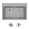 thumbnail image 2 of T812-Silver Quartz Granite Sink with Strainer and Flange, 2 of 13