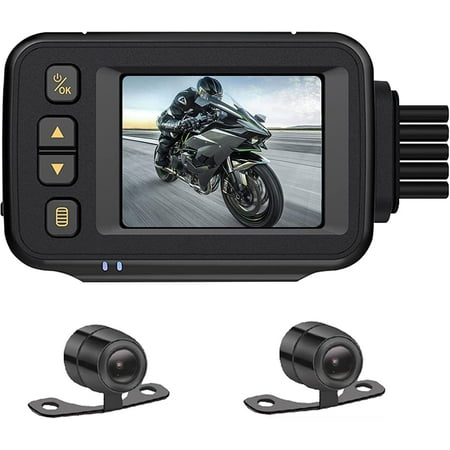 OBEST All Waterproof Motorcycle Camera Dash Cam, 720P Dual AHD Front Rear  Bike Dashcam with 2'' IPS Screen G