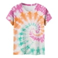 thumbnail image 5 of Mifsaly Tie-Dye Cotton T-Shirt for Women Short Sleeve Crew Neck Casual Summer Tops Colorful Print Lightweight Breathable Casual Blouse M, 5 of 6