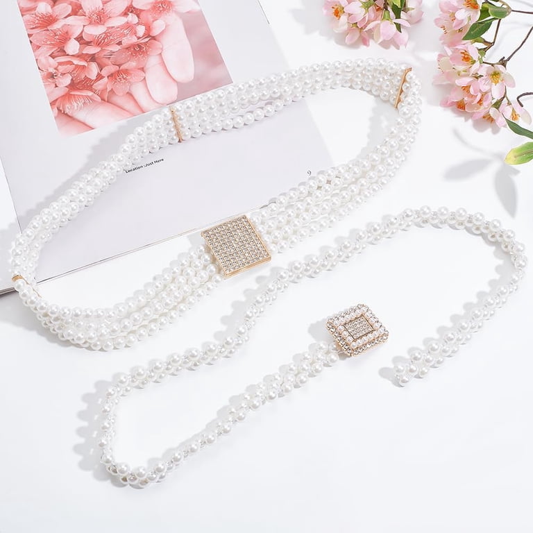 Women\'s Elastic Pearl Waist Chain Belt for Dresses & Denim Bridal Pearl Waist Chain, Pearl Belly Chain, Pearl Body Jewelry  main image 3