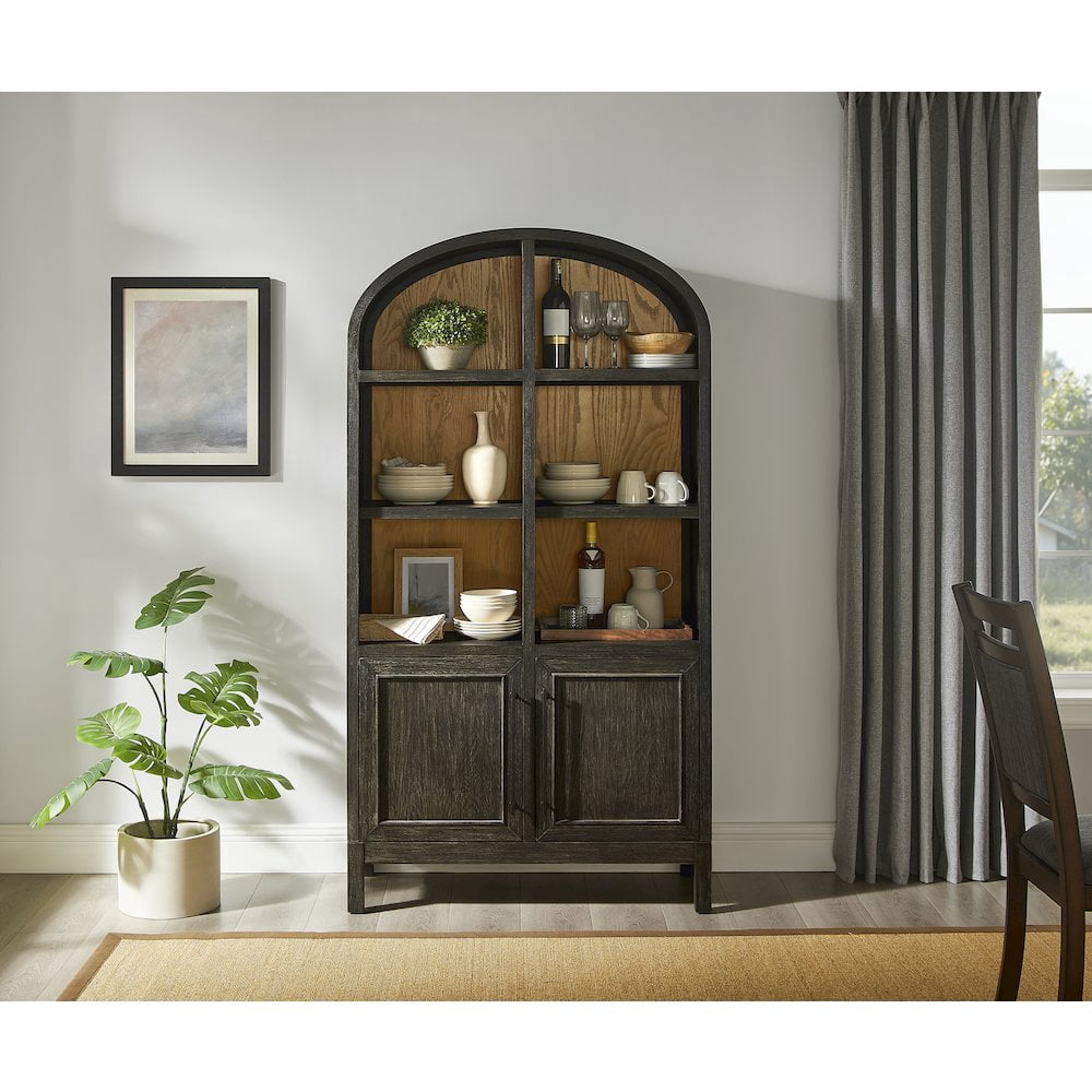 Martin Furniture Modern Wood Arched Display Cabinet/Bookcase, Storage Cabinet, Black