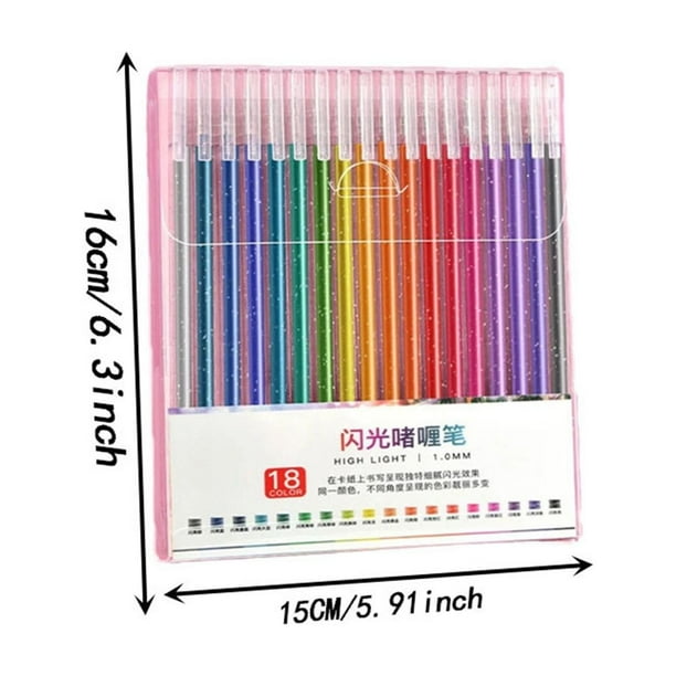 Juego de bolígrafos de gel con purpurina para oficina y papelería, colores con purpurina, para colorear libros, dibujar, suministros de arte, bolígrafo flash de 5 ml