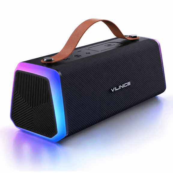 VILINICE Outdoor Speaker with RGB Lights, Portable Bluetooth Speaker, IPX6 Waterproof, TWS Pairing, Bluetooth 5.3/AUX/TF/USB, 20W Stereo Sound, Wireless Speaker for Home, Outdoor and Travel