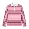 thumbnail image 4 of SERTGUTR Girls Striped Half Zip Shirt, Long Sleeve Turn Down Collar Top, Loose Casual School Uniform Shirt, Everyday Outdoor Daily Shirt, 4 of 9