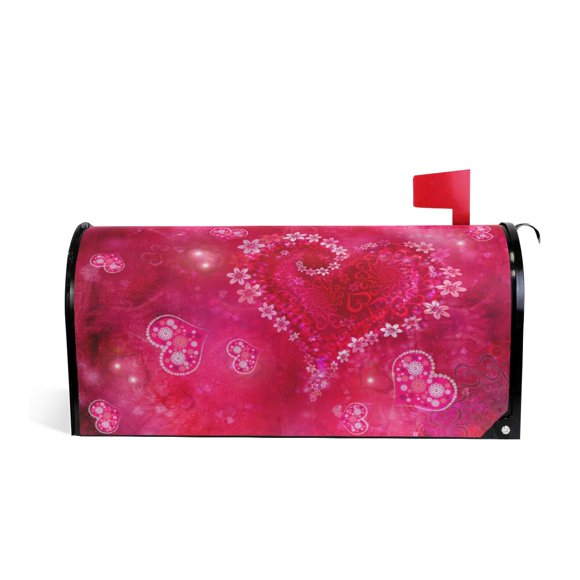 WOOR Joyeuse Saint-Valentin avec Cœur Romantique, Couverture de Boîte aux Lettres Magnétique Surdimensionnée pour Décorations de Jardin et Extérieur - 25.5 Pouces X 20.8