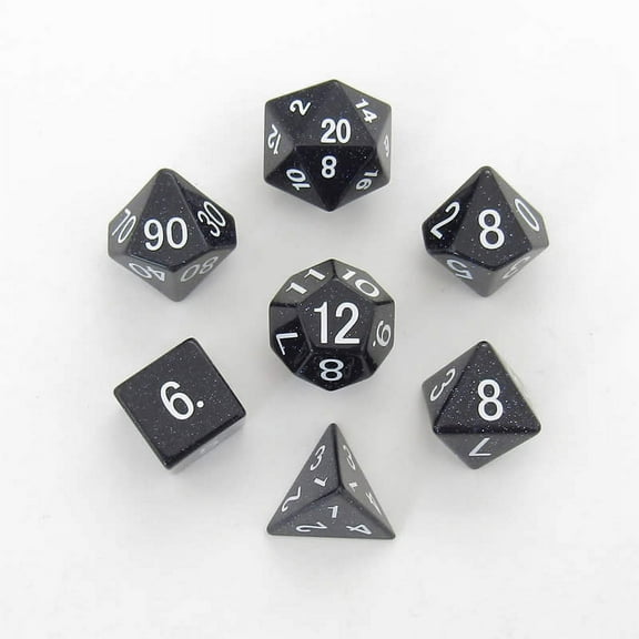 Blue Sandstone Dice with Black Numbers 16mm (5/8in) 7-Dice Set Metallic Dice Games