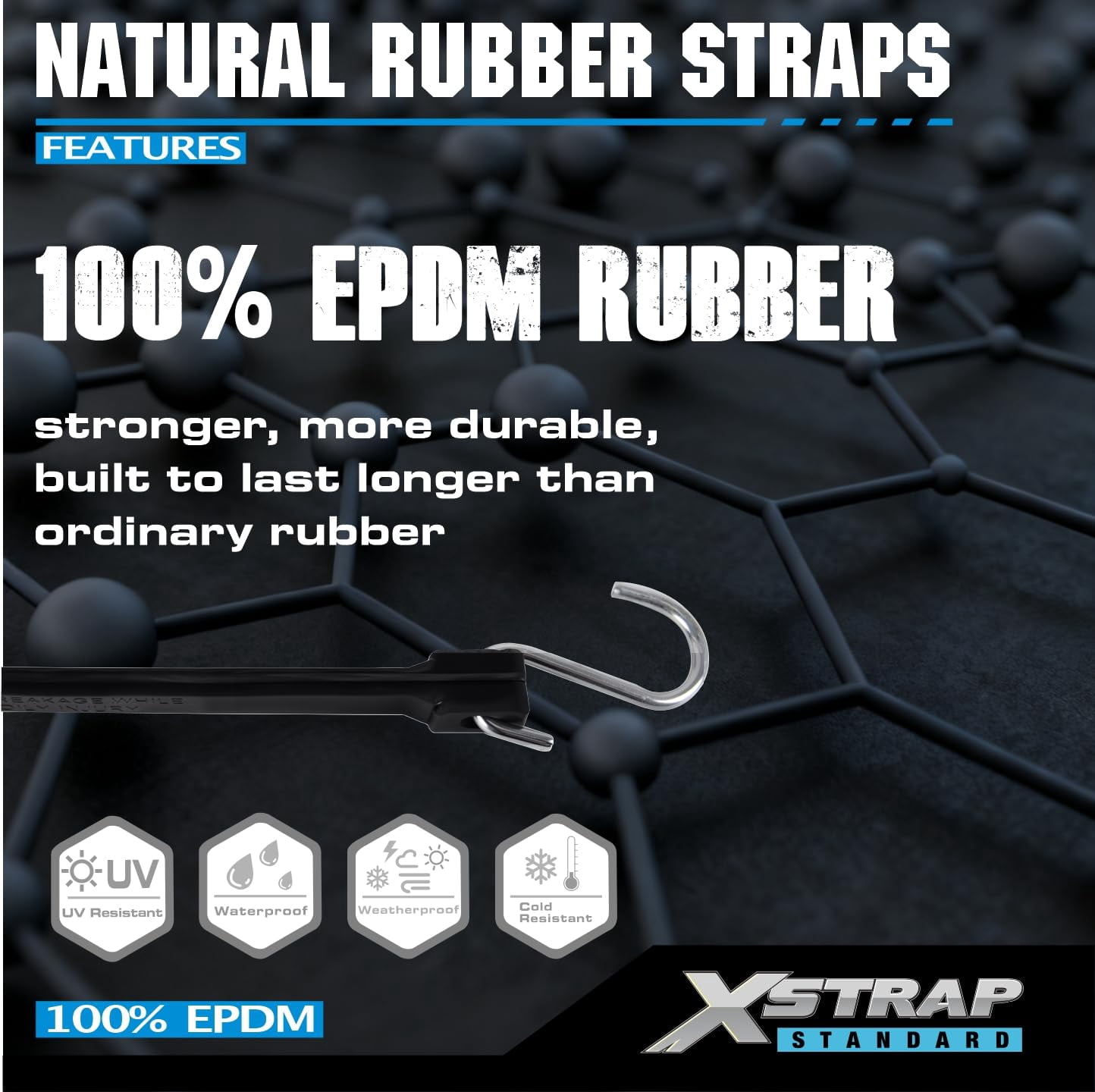 XSTRAP Multipack Heavy Duty Adjustable Rubber Bungee Cords with S Hooks, 15"", 21"", 31"" Tie-Down Straps for Securing Tarps, Canvases, Cargo, Weather-Resistant and Durable
