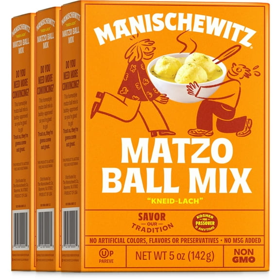 Manischewitz Matzo Ball Mix, 5 Oz. 3 Pack Easy Prep Kosher for Passover Nothing Artificial No MSG Classic Fluffy Texure