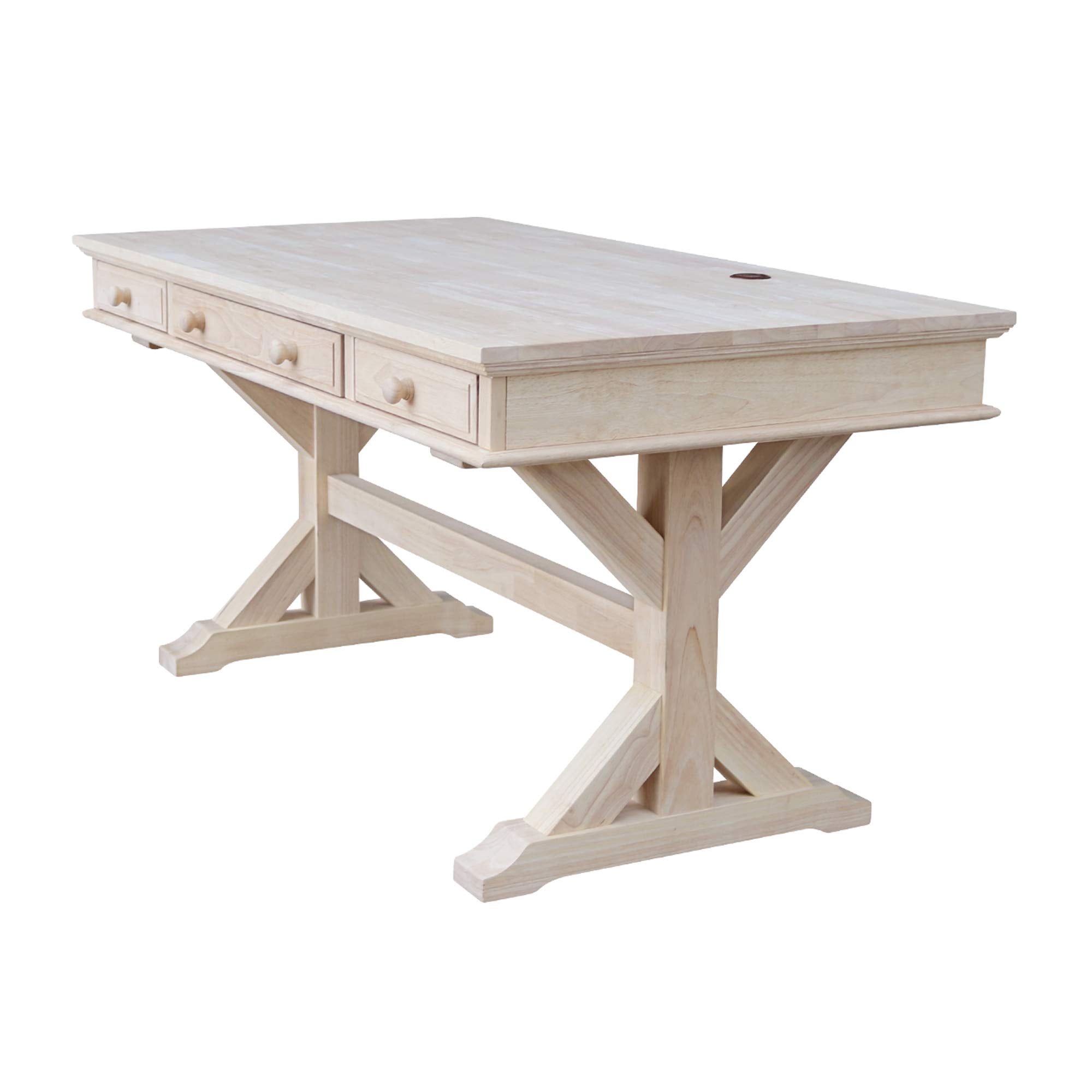 Pemberly Row Traditional Executive Desk with Canyon Base