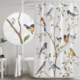 thumbnail image 4 of Spring Bird Shower Curtain Set - 48" x 72" Washable Bathtub Curtain with 12 Hooks, Retro Leaf Flower Branch Animal Watercolor Waterproof Fabric Stall Shower Curtains for Bathroom/Bathtub Décor, 4 of 6