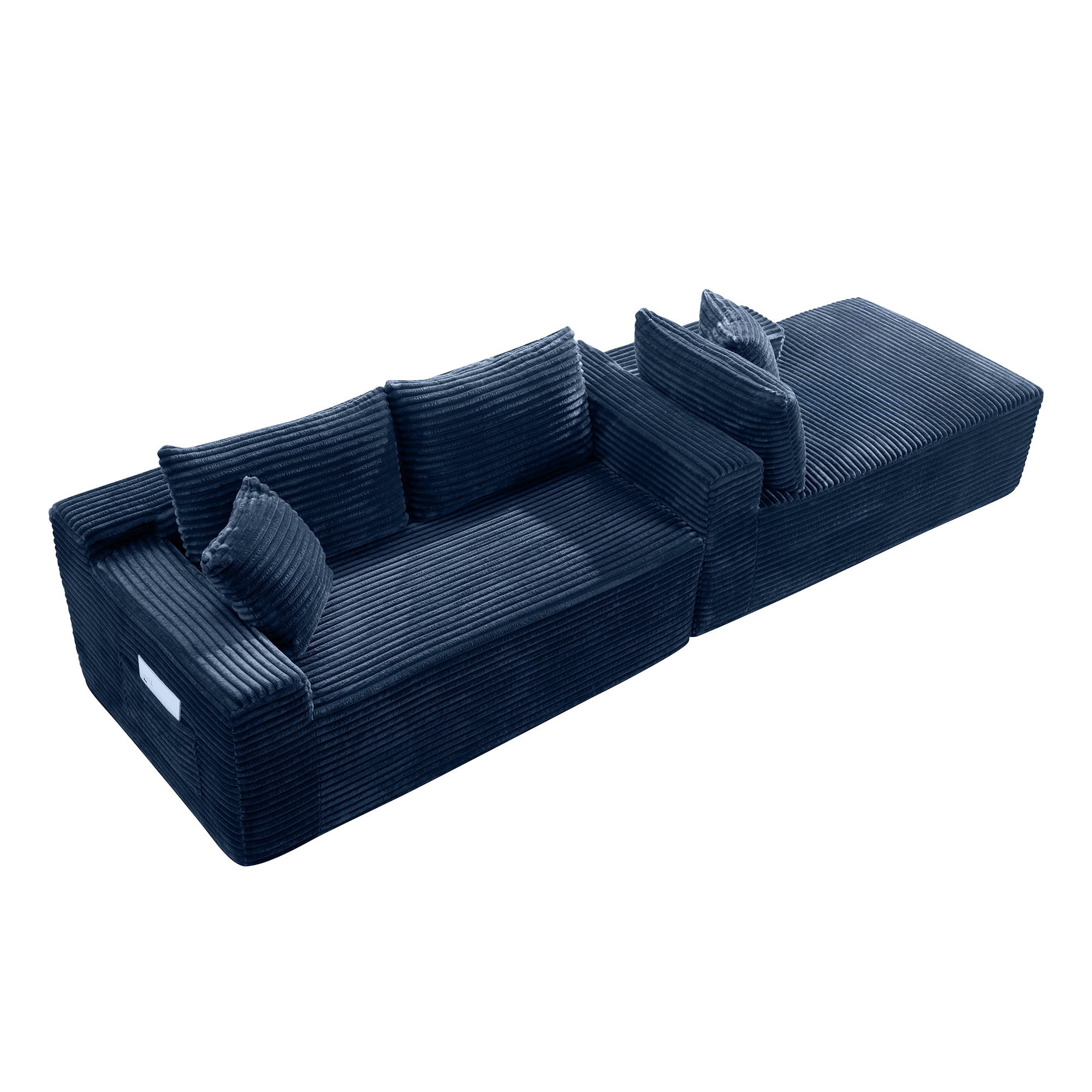 Leumius 106" Sectional Sofa Couch with Deep Seat,U-Shaped Cloud Modular Sleeper Couches for Living Room,Bedroom,Apartment,No Assembly Required,Blue-Left