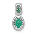 thumbnail image 3 of Real 14kt White Gold Halo Diamond and Oval Emerald Halo Pendant; for Adults and Teens, 3 of 4