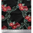 thumbnail image 1 of Soimoi Black Cotton Voile Fabric Leaves & Peony Floral Fabric Prints By Yard 58 Inch Wide, 1 of 3