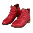 thumbnail image 5 of Drie Womens Fall Shoes Fashion Ankle Boots Women Low Heel Leather Stitched Ankle Booties Western Ladies Casual Shoes Red,6, 5 of 5