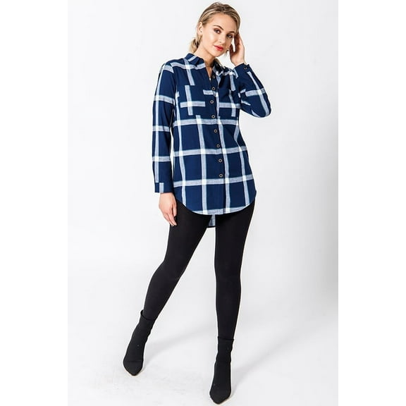 HYFVE BUTTON DOWN PLAID BOYFRIEND SHIRT (Small)