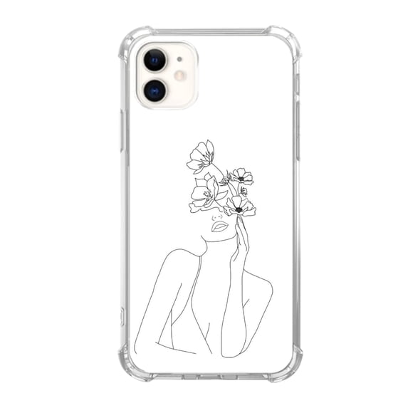 Female Face Line Art Case Compatible with iPhone 12,Unique Art Design TPU Bumper Cover Case