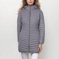 thumbnail image 4 of Ayolanni Zip Up Winter Coat Women's Puffer Hooded Gray Solid Long Sleeve Coats Jackets for Ladies M, 4 of 6