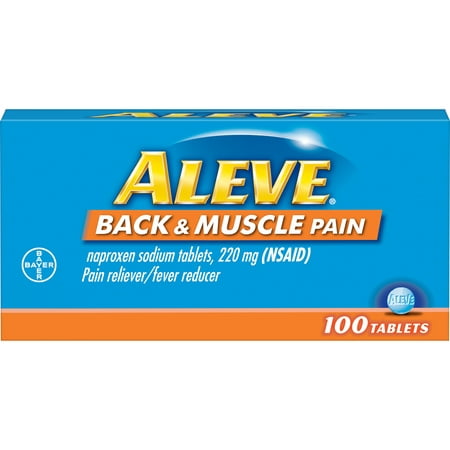 Aleve Back & Muscle Pain Reliever/Fever Reducer Naproxen Sodium Tablets, 220 mg, 100 (Best Remedy For Muscle Pain)