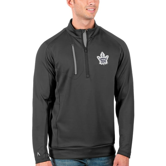 Men's Antigua Charcoal/Silver Toronto Maple Leafs Generation Quarter-Zip Pullover Jacket