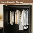 thumbnail image 3 of CBJCBJ 70"Mid-Century Wood Armoires Wardrobe Closet, Bedroom Clothing Storage Cabinet with Hanging Rail, Black, 3 of 6
