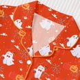 thumbnail image 5 of Likimi Kids Toddler Girls Halloween Pajamas Set Short Sleeve Hallowmas Ghost Print Lapel Button Down Pjs Tops With Shorts For Party Fashionable Homewear, 5 of 9
