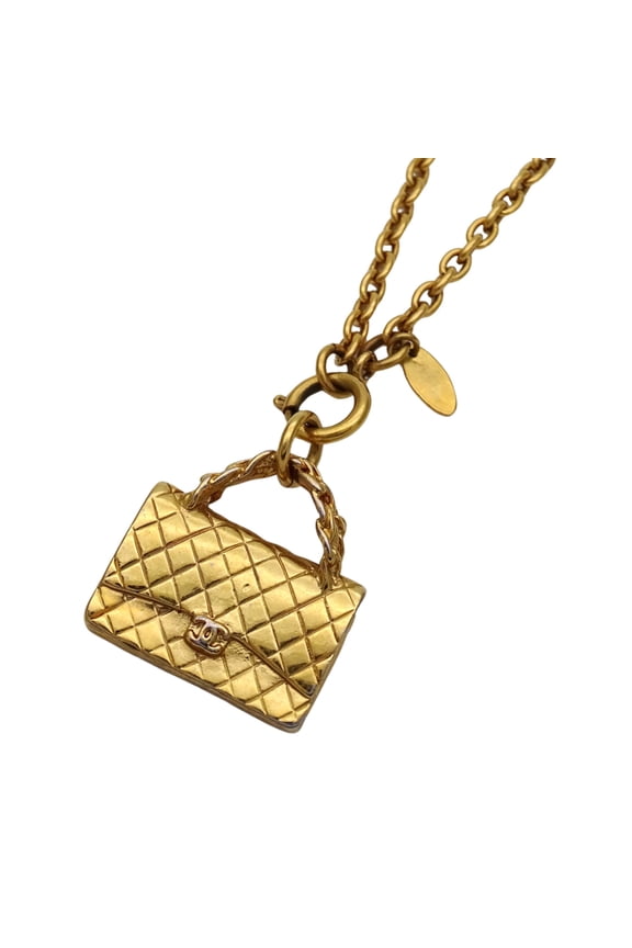 Pre-Owned Chanel Matelass Necklace for Women and Men, GP Gold, Handbag Motif, Long