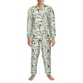 thumbnail image 3 of Picia Cartoon Dinosaur Pattern Men’s Long-Sleeve Sleepwear Set - Soft 2-Piece Loungewear with Pockets, Comfy PJs for Relaxing Nights-Large, 3 of 7