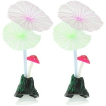 LABSERRON 2Pcs Aquarium Mushroom Ornament Silicone Glowing Fish Tank Landscaping Decor 11x3x4in