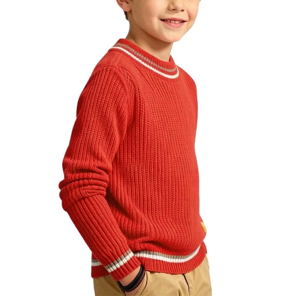 Dagugfen Sweaters for Teen Boys Girls Long Sleeve Knitting Crew Neck Winter Daily Wear Kids Sweaters(2-3Years,Red)
