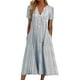 thumbnail image 1 of Vestidos Para Mujer Maxi Vestido Casual Raya Estampado Botones Cuello V Manga Corta Con Bolsillo Vestido Largo Odeerbi  ODB159465, 1 of 4