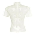 thumbnail image 3 of Womens Sexy Sheer See Through Tee Shirts Mesh Long Sleeve Neck T-Shirt Blouse, 3 of 4