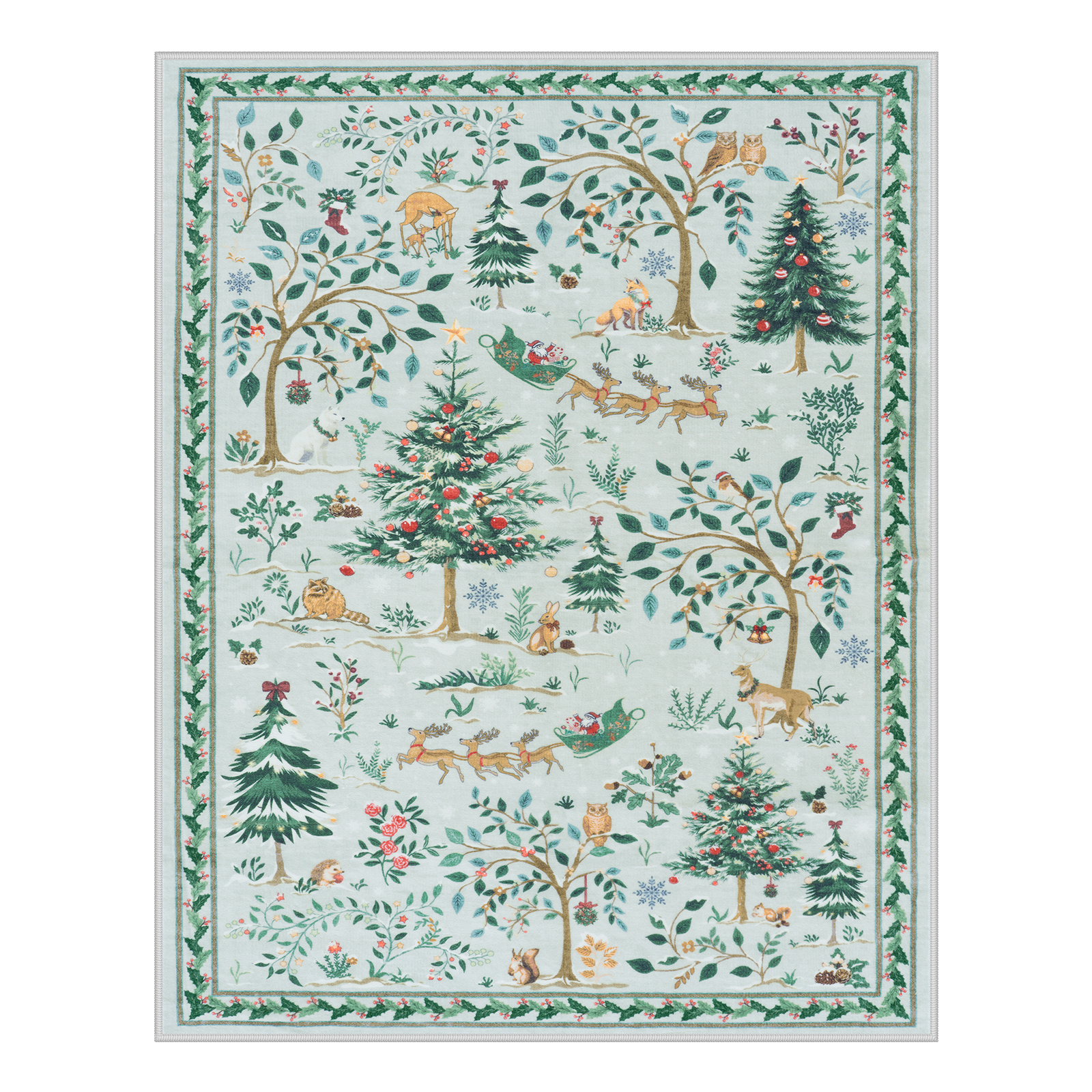 Lahome Christmas Vintage Washable Area Rugs 8x10,Soft Ultra-Thin 8x10 Rugs for Living Room Bedroom, Easy Clean Boho Non-Slip Accent Carpet for Dining Room Office Holiday Decor(8x10ft,Gray)