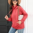 thumbnail image 6 of Women's Hoodies Sweatshirts Solid Color Long Sleeve Turtleneck Kangaroo Pocket Hooded Tops Casual Loose Fall Pullover, 6 of 7