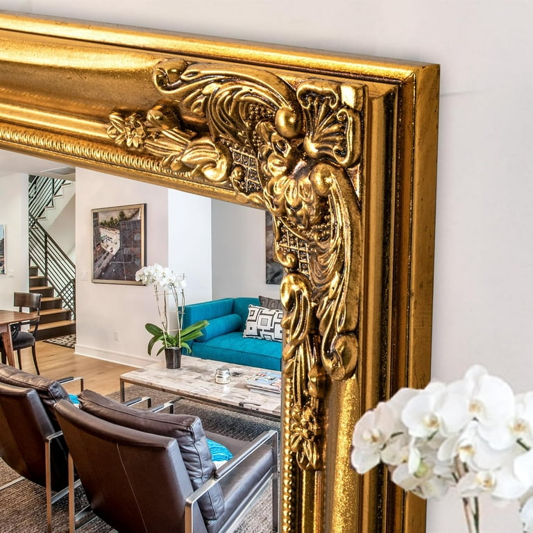 WAMIRRO Large Gold Decorative Wall Mirror - 24x36 Inch Irregular Ornate Mirror For Living Room, Entryway