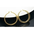 thumbnail image 3 of Womens Stainless Steel Hollowed out Hoop Earring Gold Plated Click-Top, 3 of 4