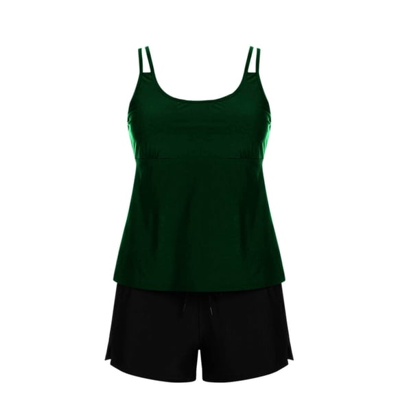 Trajes de baño para mujer Traje de baño para mujer Camiseta sin mangas lisa Traje de baño de dos piezas con pantalones cortos Trajes de baño para mujer Trajes de baño para mujer Trajes de baño de moda