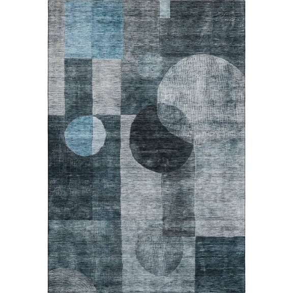 Addison Rugs Mayfield Premium Machine Washable Transitional Geometric Teal Rectangle Rug, 5' x 7'6"