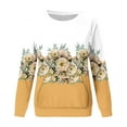thumbnail image 4 of Meichang Sweatshirts pour Femmes Manches Longues Col Rond Coupe Ample Pull Tunique Graphique Florale Mode Sweatshirts à Blocs de Couleur avec Poche, 4 of 5