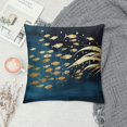 thumbnail image 2 of Fenyluxe Fish Ocean Gold Foil Pillow Cushion Covers Square Design for Sofa Couch Bedroom Car Chair Home Decor 1PC 20x20in, 2 of 5